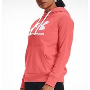 NWOT Under Armor Peach Logo Pullover Hoodie Size Medium